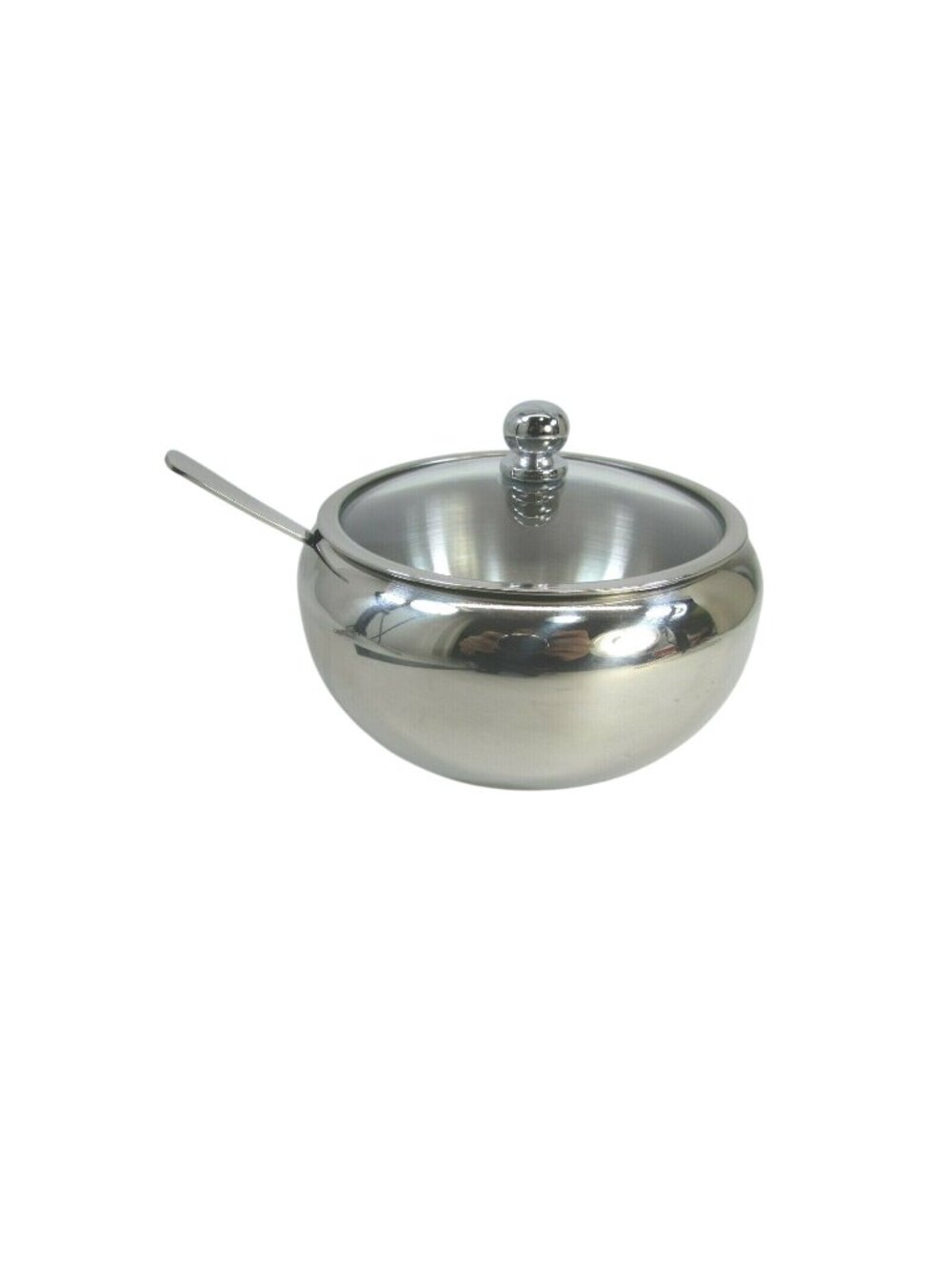 KooK Sugar Bowl Stainless Steel Glass Lid w/ Box 51410